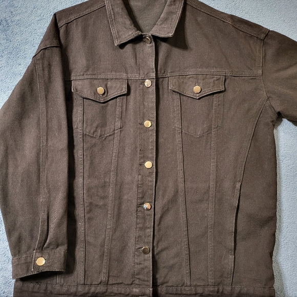 Jackets & Blazers - Black Jean Jacket Women's XL Silver Buttons